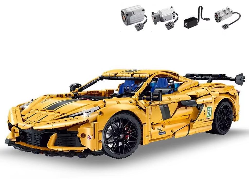 C8 Z06 Klemmbaustein-Auto - Sportwagen-Bausatz - Hypercar-Modell - Maßstab 1:8 - 3788 Teile - Mit Motor