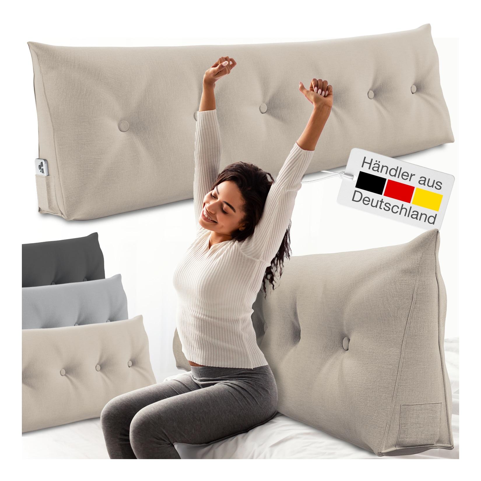 ELONEO Rückenkissen Bett- und Rückenstützkissen >Sand< 160cm