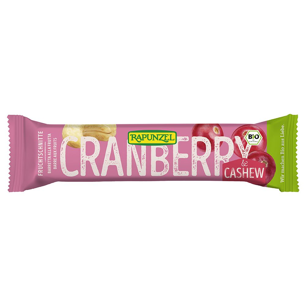 Rapunzel Bio Fruchtschnitte, Cranberry-Cashew 40 g Riegel