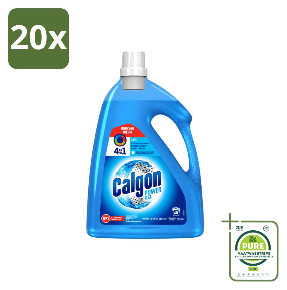20 x Calgon Wasmachinereiniger Gel - 2,25 l - Gegen Kalk, Schmutz und Gerüche - Großpackung - 20 Stücke