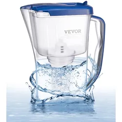 VEVOR Wasserfilter Kanne Wasserfilterkrug 9 Tassen Wasserfilterspender, kühlschrankfreundliches Wasserfiltersystem, kein BPA, hält 3 Monate / 150 L, reduziert Kalk Blei Chlor Gerüche