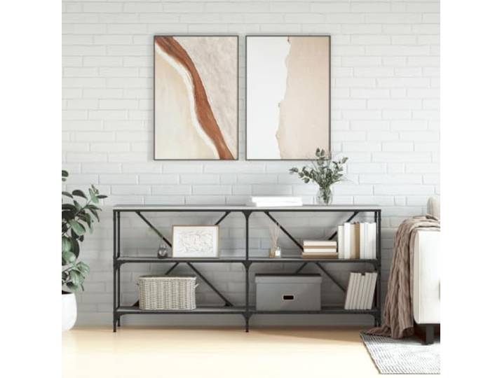 GPWERSDF Konsolentisch Grau Sonoma 160x30x75 cm Holzwerkstoff Eisen Stabiler Eisenrahmen, Doppelte X-Streben, Verstellbare Füße, Mit Wandhalterung