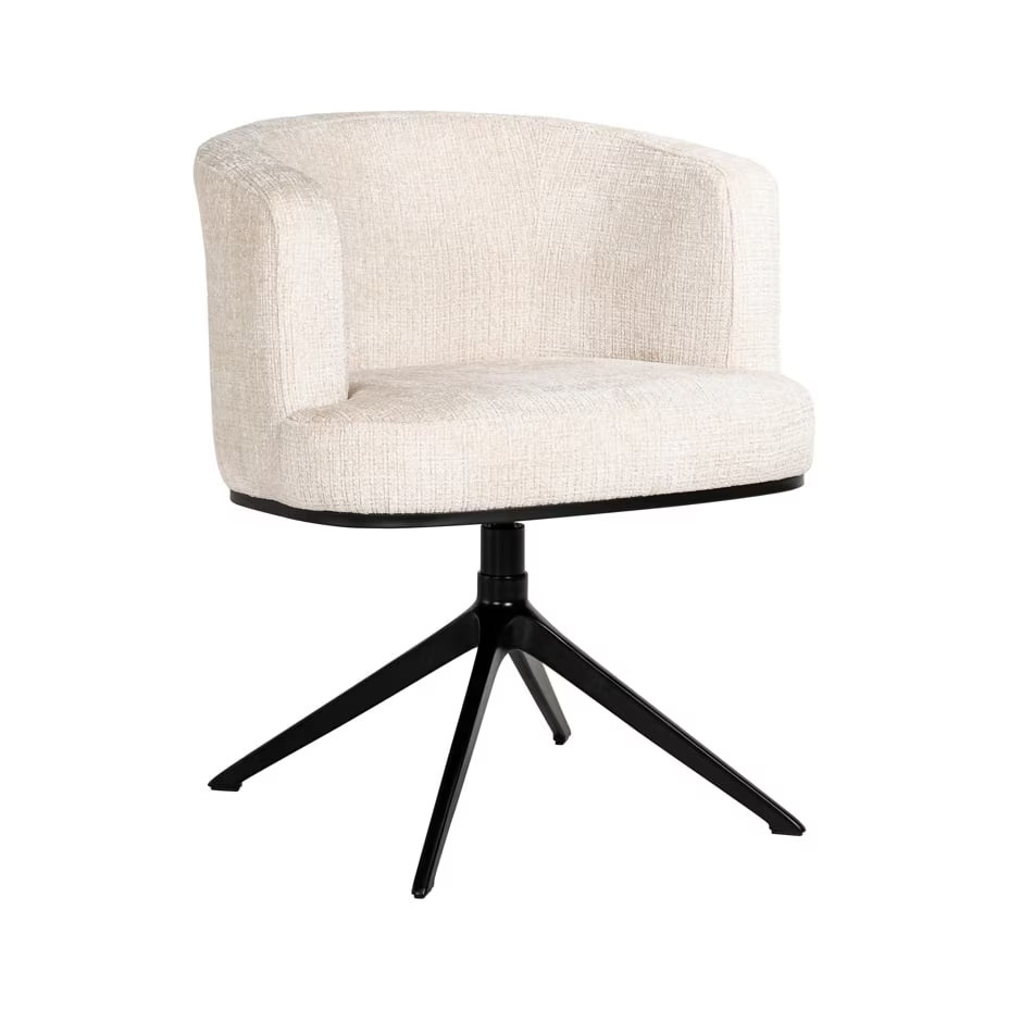 Richmond Interiors Cheyenne Draaibare Eetkamerstoel - Chenille - Off White