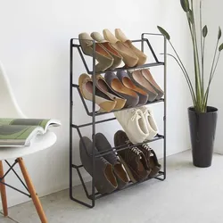 Yamazaki Schuhregal mit 4 Ablagen schwarz platzsparend schmal Metall Schuhablage für 8-12 Paar 53x80x17cm "TOWER"