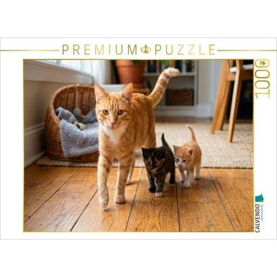 CALVENDO Puzzle Stolze Mutter mit ihren Kätzchen | 1000 Teile Lege-Größe 64x48cm Foto-Puzzle für glückliche Stunden