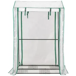 Helloshop26 - Tragbares Gartengewächshaus 100 x 81 x 150 cm mit 4 Gittern und leichtem Zugang aus weißem PE-Kunststoff