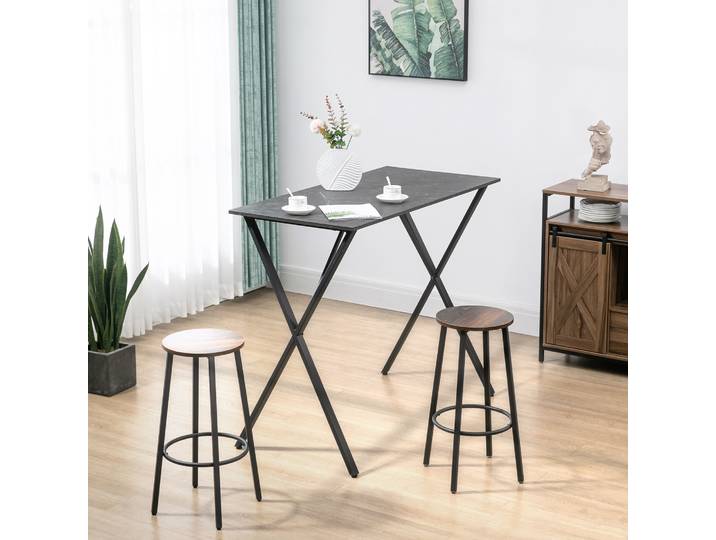 HOMCOM Table Bar Industrielle 120x60x102cm Effet Marbre Noir