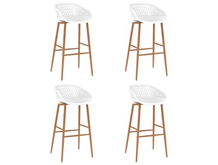MBDRKVGF 4er Set Barhocker, Netzoptik-Sitz, Holzoptik-Beine, Weiß Ergonomisch geformt, Robuste PP-Konstruktion, Leichte Montage