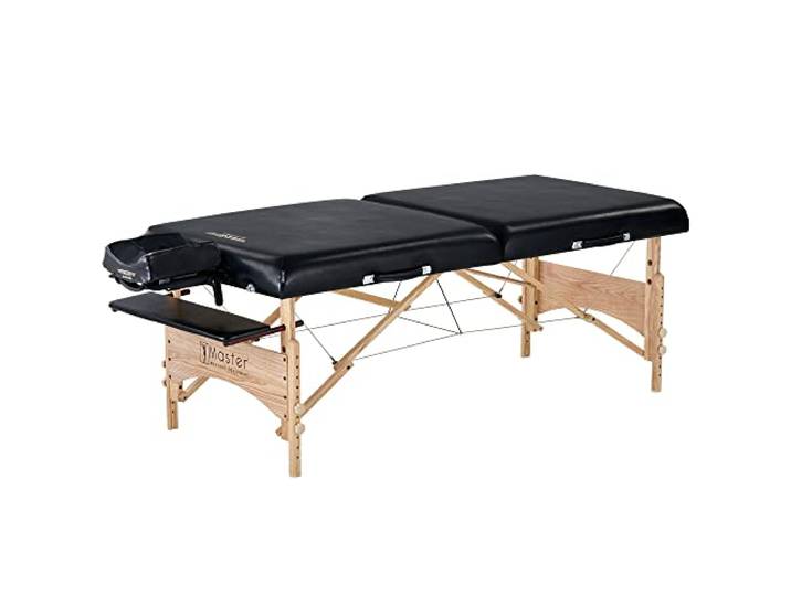 Master 81 cm Gibraltar XXL Massageliege Couch Mobil Klappbar EXTRA LANGER Massagebank Beauty Bed, Holz, Schwarz