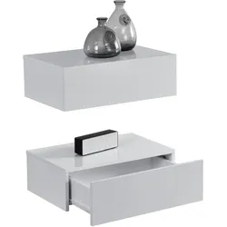 En.Casa, Regal, Wandregal Oslo 2er Set 46x30x15cm Weiss Hochglanz