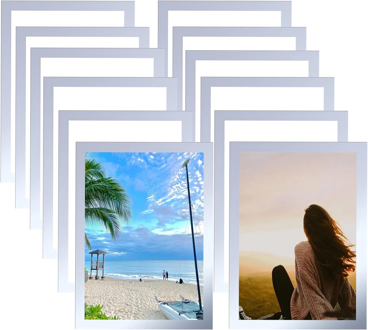 SnelShoppen A4 Magnetische Fotolijsten - 12 Stuks Zelfklevende Display Frames met Magnetische Sluiting - Waterdichte Informatie Pocket Houder
