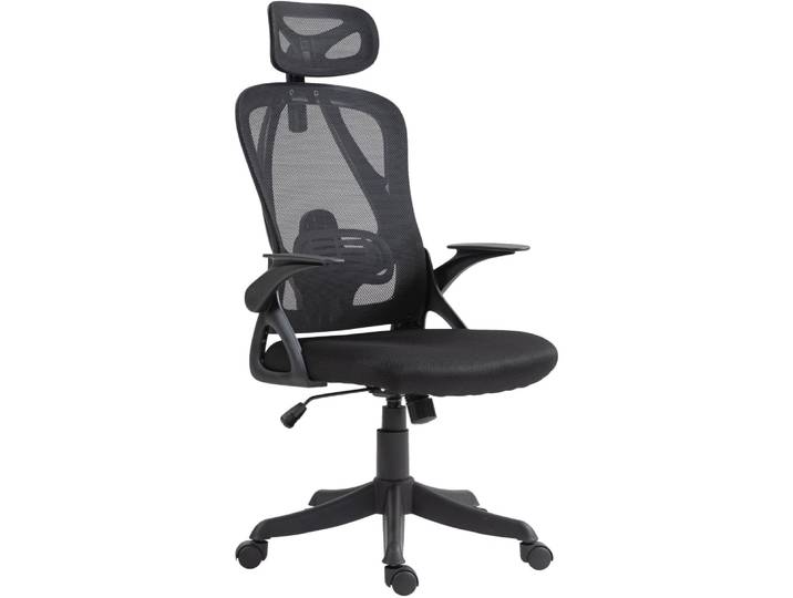 Chaise de bureau pivotant ergonomique en stoff noir