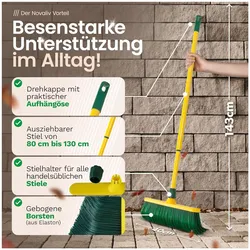 Krallenbesen Set 40 cm Kunststoff mit Stiel Schneebesen Kratzbesen Rasenbesen Besen für draußen Outdoor Garden Broom (2 , 40 cm Besen mit Stiel)