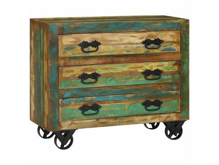 Buffet en bois massif de récupération - - 80x30x65 cm - Marron - Bois massif de récupération - Avec tiroir