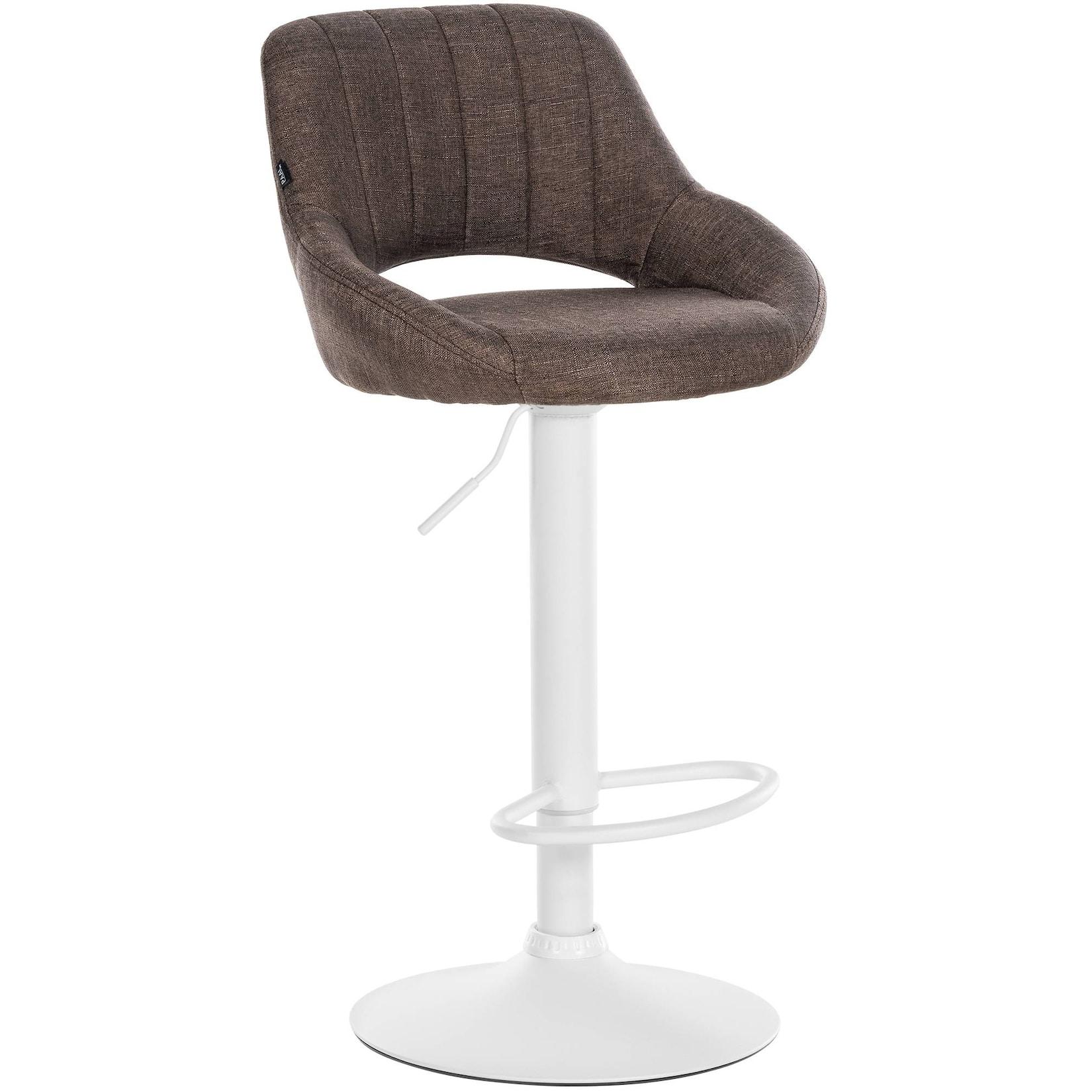 CLP Barhocker Milet Stoff weiß - Farbe: braun, Gestellfarbe: weiß