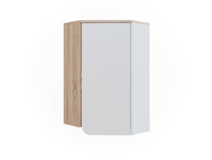 Vicco Eckhängeschrank Karen, Sonoma/Weiß, 42.4 x 75 cm 1 Tür · 6 Ablagefächer · Geschlossener Stauraum · Für Badutensilien · Übersichtliche Aufbewahrung