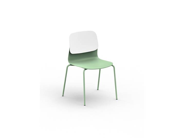 Sokoa Chaise collectivité Klik en polypropylène - Pieds métal - Vert / Blanc