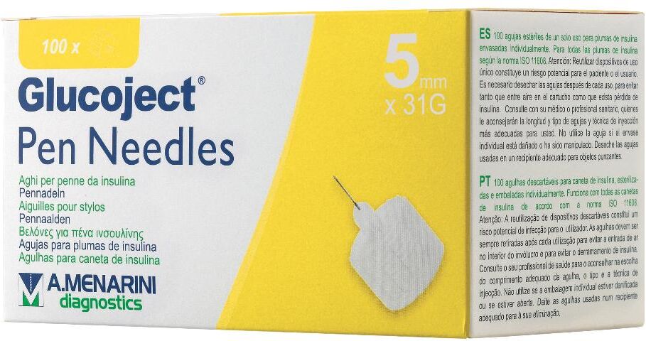 A MENARINI DIAGNOSTICS A. Menarini - Pen Needles 31g 5mm - Aghi per Penna da Insulina, Sterili, Monouso, Confezione da 100