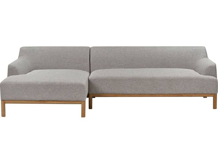 BELIANI 3-Sitzer Ecksofa Grau Stoffbezug mit Chaiselounge Rechts Armlehnen Niedrige Rückenlehne Tiefe Sitzfläche Hohe Holzbeine Skandi Wohnzimmer