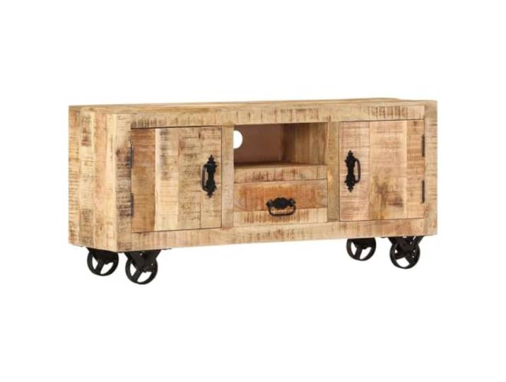 vidaXL TV-Schrank Raues Mangoholz 110x30x50 cm