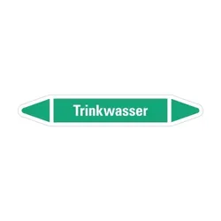 Aufkleber I RKZ-Etikett Trinkwasser, grün/weiß, für Ø 40-60mm, 218x37mm, 5/Bogen