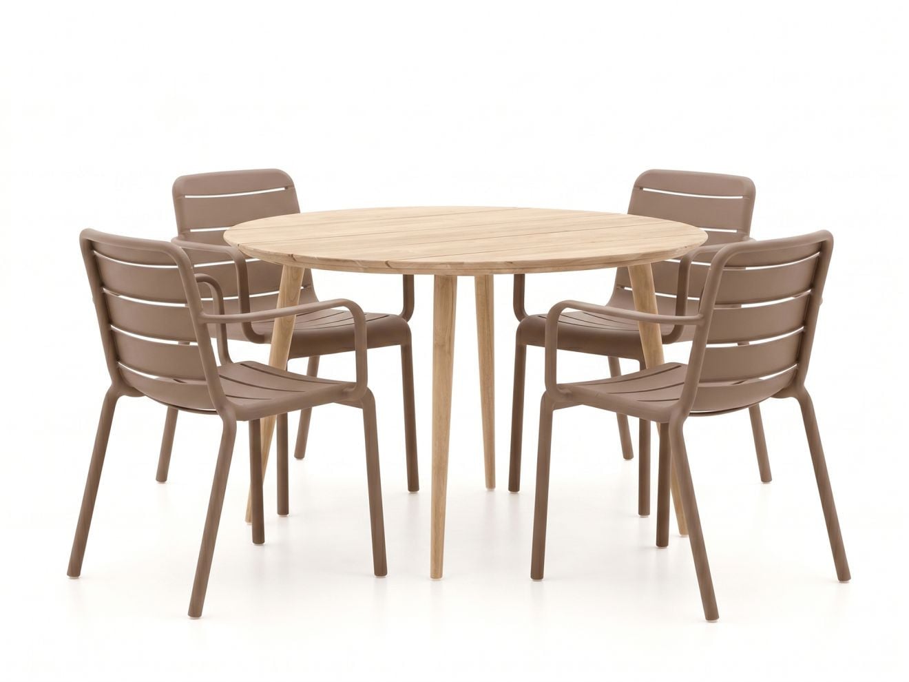 Forza Furniture Diningset Forza voor 4 personen, Teakhout, Modern en Stapelbaar