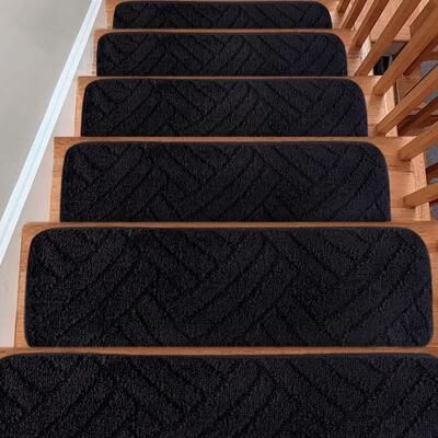SUSSEXHOME Carpet Stair Treads for Wooden Steps - Indoor Staircase Step Treads with Thick Carpet & Pattern Design