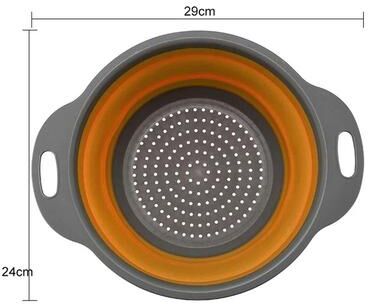 Inspired Finds Collapsible Silicone Drain Basket For Fruits, Vegetables & Pasta   Foldable Collapsible Colander With Quick Drain Design orange Large