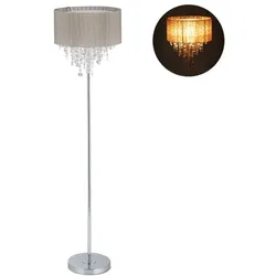 Relaxdays Stehlampe Organza Kristall Grau,Silber,Transparent