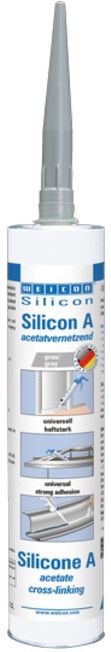 WEICON Silicon A, acetatvernetzender und fungizid eingestellter Dichtstoff, 310 ml, grau (13002310)