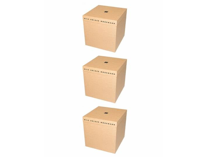 Nils Holger Moormann Archivbox für FNP Regal, 3-er Set Karton natur beige, Designer Nils Holger Moormann, 32.5x32.5x34 cm