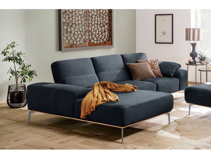 Ecksofa, Longlife Xtra-Leder, Blau Z73, 299×178 cm, Sitztiefenverstellung, Modern, W.SCHILLIG