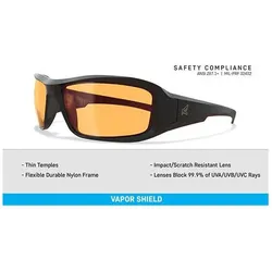 Edge Eyewear, Schutzbrille + Gesichtsschutz, Schiessbrille HAMEL, Tigers Eye Vapor Shield Lens