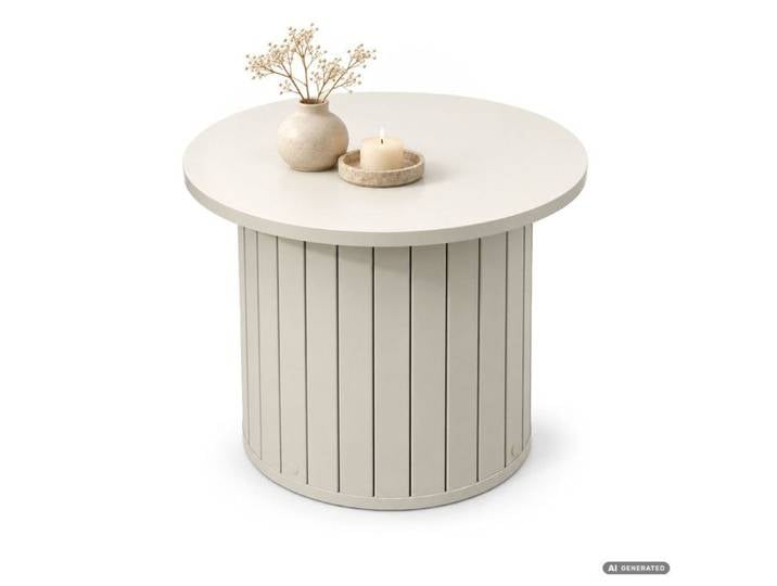 Table basse AKORD NUBO cachemire 48 cm ronde cannelée 48x48x42 cm
