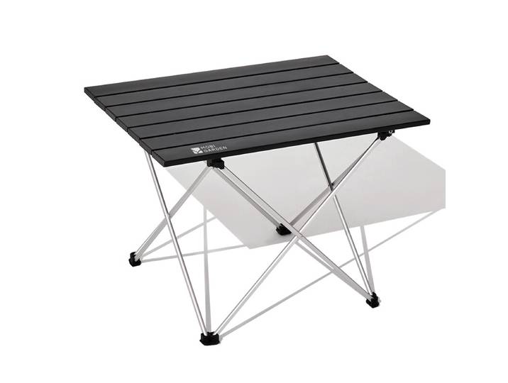 Mobi Garden, Table de camping pliante carrée, Ensemble de table de repas d'extérieur portable en alliage d'aluminium, Noir, Légère, Format d'emballage compact