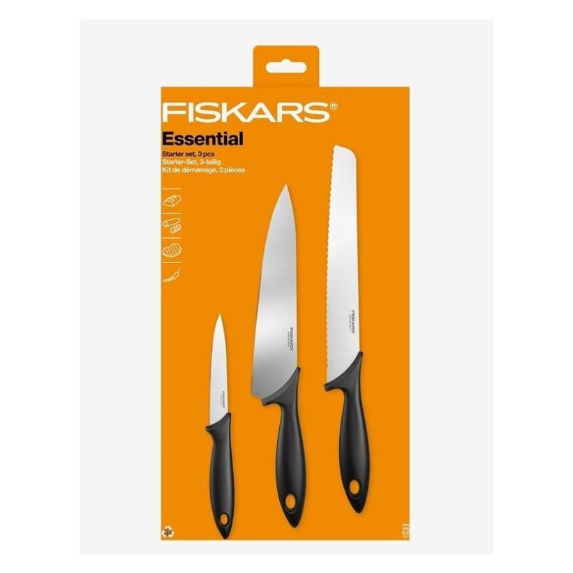 Fiskars 1065583 Essential Messer -Startkit, 3-tlg (23 cm) (1065583)