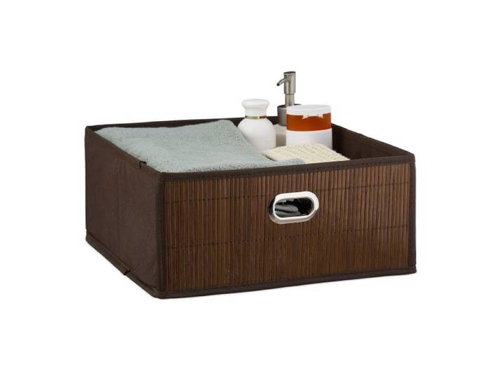 Relaxdays 10 x opbergmand bamboe laag bruin