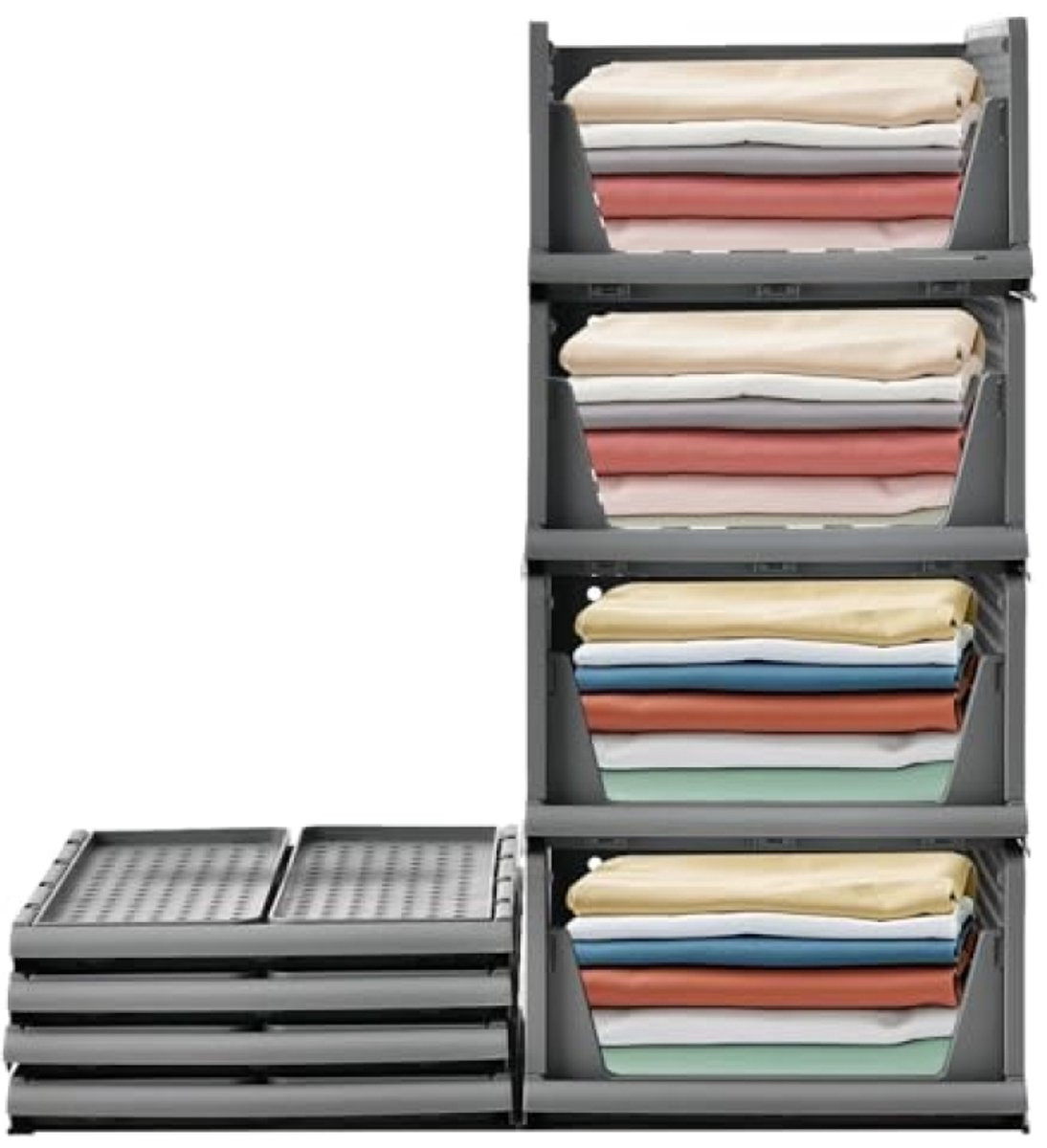 Set van 4 stapelbare mesh opbergdozen voor volwassenen