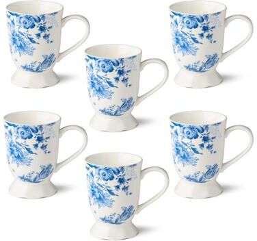 Certified International Gabrielle Blue 16 oz. Mugs, Set of 6 Assorted Designs