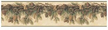 Chesapeake Pinecone Forest Multicolor Pine Border - 9 x 180 x 0.025