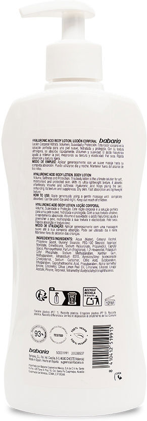 Babaria Hyaluronic Acid loción corporal 400 ml