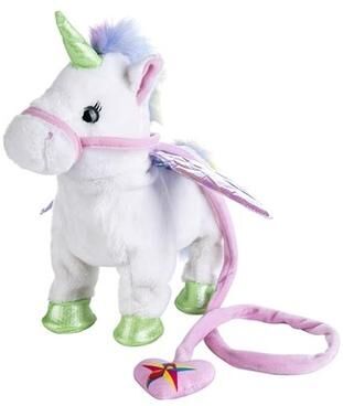 Youfap Market Walking Singing Electric Plush Toy Unicorn Leading Rope Angel Horse Doll white