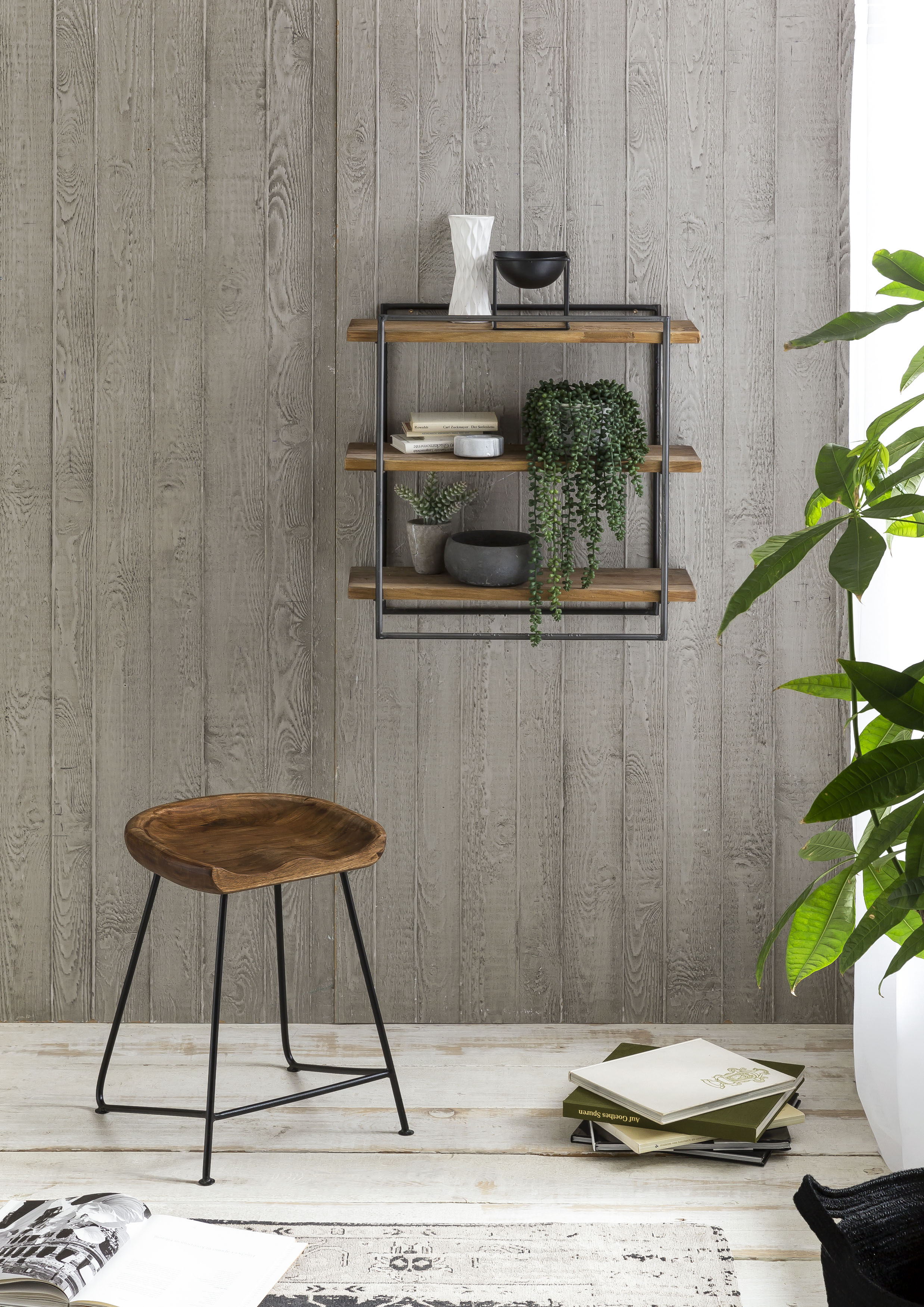 Hocker SIT "Gdańsk aus massiver Akazie mit Metallgestell", beige (natur), Hocker, Hocker, Mit integrierter Fussstütze für zusätzlichen Sitzkomfort natur Einheitsgröße