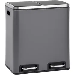 SVITA TM2X15 Mülleimer 30 Mülltrennsystem Abfalleimer mit Fächern Grau