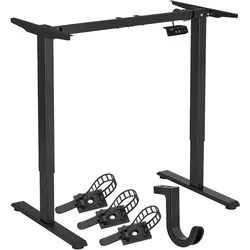 TecTake GmbH tectake 1 Schreibtisch, THOR, elektrisch, 2-stufiges Gestell en Metall, höhenverstellbar stufenlos, 71-116 cm Höhe, schwarz