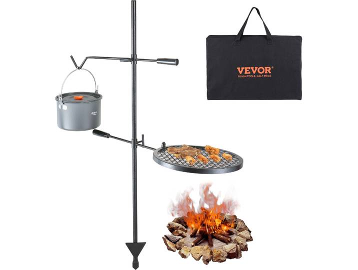 VEVOR Broche tournante Barbecue pivotant en acier 36x 36cm\, Barbecue au charbon de bois Double couche Autonome Barbecue à broche Outdoor