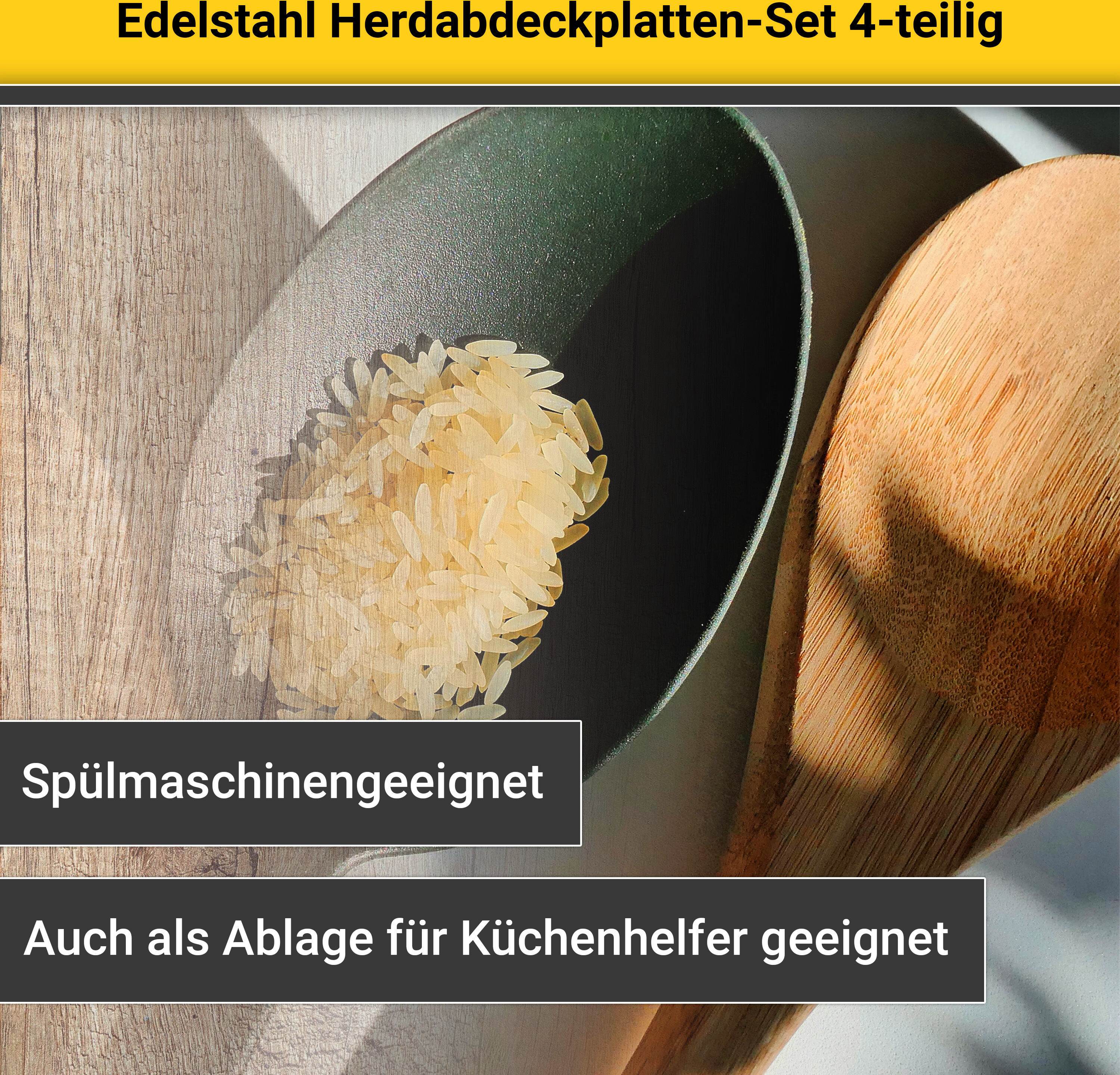 Herd-Abdeckplatte KRÜGER "Edelstahl Herdplatten-Set, 4-tlg.", silber (silberfarben), H:1,5cm, Edelstahl, Herdabdeckplatten, Herd-Abdeckplatte, (2x Ø 16 cm + 2x Ø 20 cm)