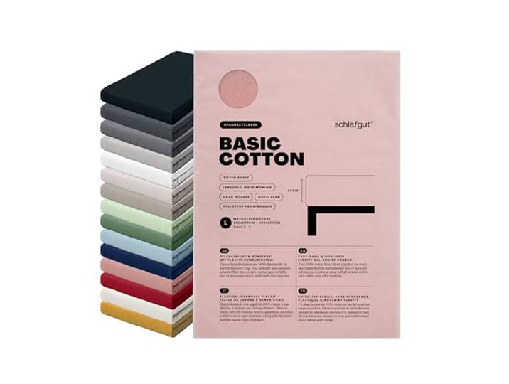 schlafgut Basic Cotton Spannbettlaken 140x200 cm 100% Baumwolle, Purple Mid