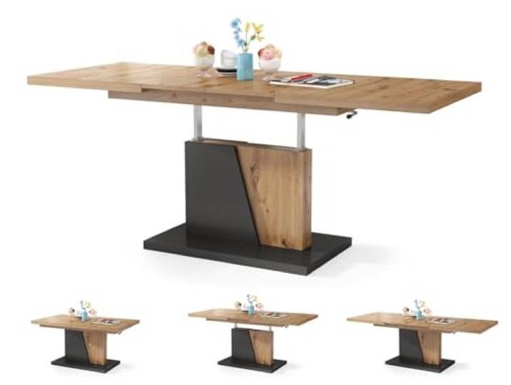 Moderner Esszimmertisch Grand - Esstisch - bis 180cm ausziehbar – höhenverstellbar - Küchentisch - Kitchen Table - 120x70cm - 05 - Artisan Eiche + Anthrazit