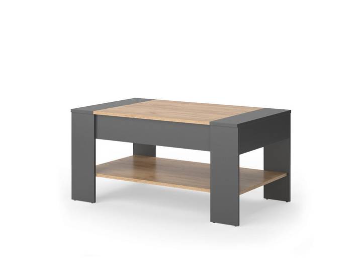 Vicco Couchtisch August Goldkraft Eiche/Anthrazit 99.6 x 58.8 cm mit Schublade, Eichefarben, Anthrazit, Holzwerkstoff, 1 Fächer, 1 Schubladen, Rechteckig, 99.6x48.2x58.8 cm, Wohnzimmer, Wohnzimmertische, Couchtische
